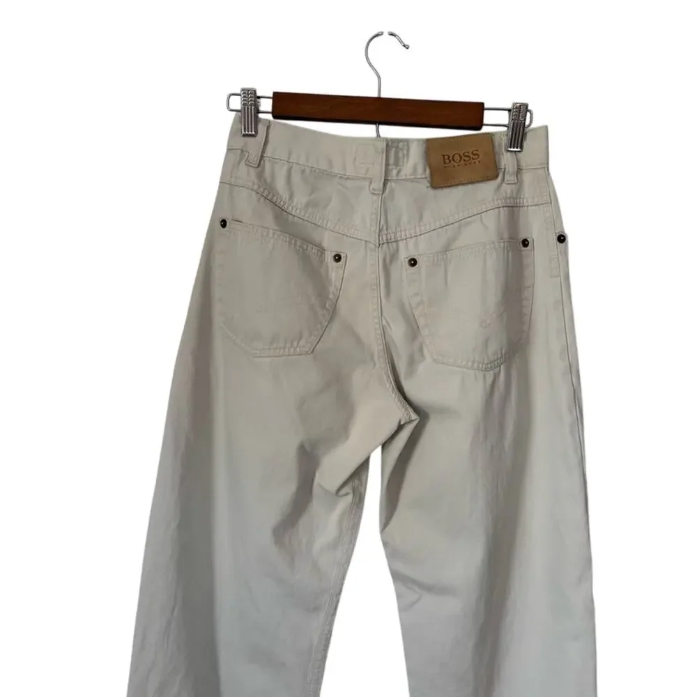 Hugo Boss Men's 30X32 Arkansas Beige Casual Straight Leg Trousers Chino 90's Y2K